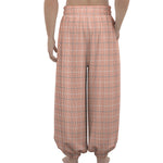 Pastel Orange Tattersall Pattern Print Lantern Pants