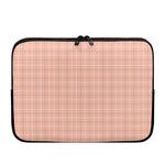 Pastel Orange Tattersall Pattern Print Laptop Sleeve