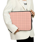 Pastel Orange Tattersall Pattern Print Laptop Sleeve