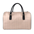 Pastel Orange Tattersall Pattern Print Leather Duffel Bag