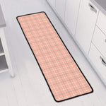 Pastel Orange Tattersall Pattern Print Long Kitchen Mat
