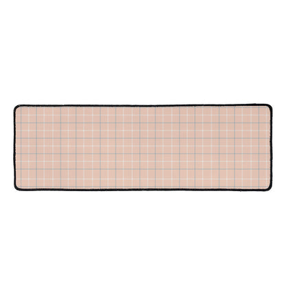 Pastel Orange Tattersall Pattern Print Long Kitchen Mat