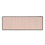 Pastel Orange Tattersall Pattern Print Long Kitchen Mat