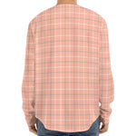 Pastel Orange Tattersall Pattern Print Long Sleeve Baseball Jersey