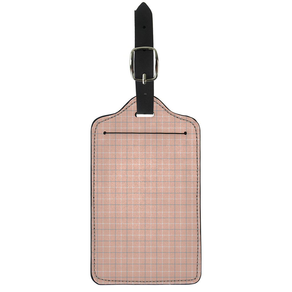 Pastel Orange Tattersall Pattern Print Luggage Tag