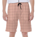 Pastel Orange Tattersall Pattern Print Men's Beach Shorts
