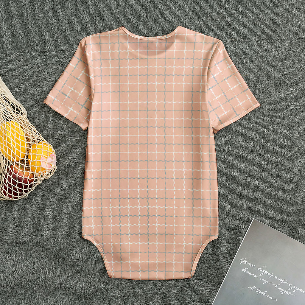 Pastel Orange Tattersall Pattern Print Men's Bodysuit