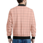 Pastel Orange Tattersall Pattern Print Men's Bomber Jacket
