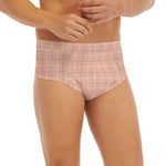 Pastel Orange Tattersall Pattern Print Men's Briefs