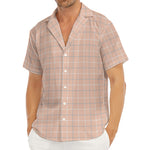 Pastel Orange Tattersall Pattern Print Men's Deep V-Neck Shirt