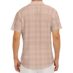 Pastel Orange Tattersall Pattern Print Men's Deep V-Neck Shirt