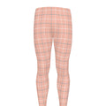 Pastel Orange Tattersall Pattern Print Men's Leggings