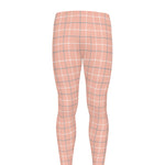 Pastel Orange Tattersall Pattern Print Men's leggings