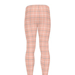 Pastel Orange Tattersall Pattern Print Men's leggings