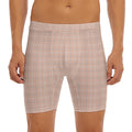 Pastel Orange Tattersall Pattern Print Men's Long Boxer Briefs