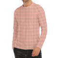 Pastel Orange Tattersall Pattern Print Men's Long Sleeve Rash Guard