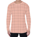Pastel Orange Tattersall Pattern Print Men's Long Sleeve T-Shirt