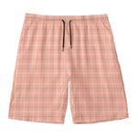 Pastel Orange Tattersall Pattern Print Men's Swim Trunks