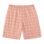 Pastel Orange Tattersall Pattern Print Men's Swim Trunks