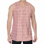 Pastel Orange Tattersall Pattern Print Men's Velvet Tank Top