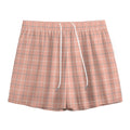 Pastel Orange Tattersall Pattern Print Mesh Shorts