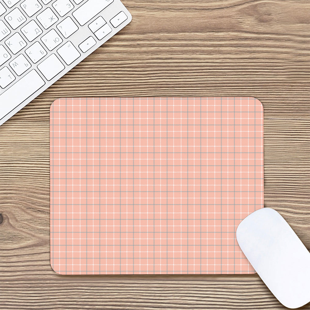 Pastel Orange Tattersall Pattern Print Mouse Pad