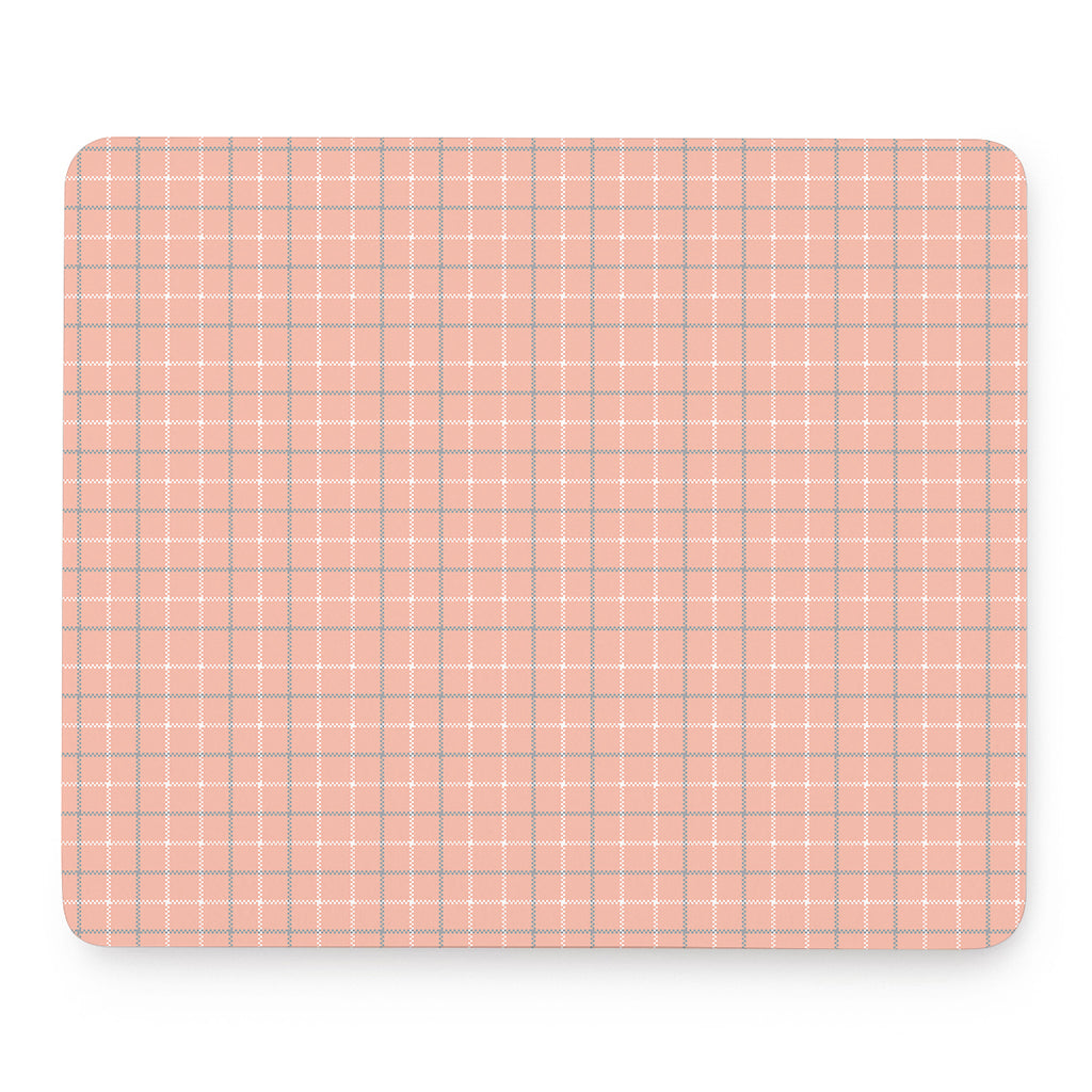 Pastel Orange Tattersall Pattern Print Mouse Pad