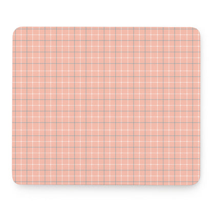 Pastel Orange Tattersall Pattern Print Mouse Pad
