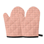 Pastel Orange Tattersall Pattern Print Oven Mitts