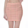 Pastel Orange Tattersall Pattern Print Pencil Mini Skirt