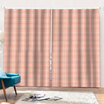 Pastel Orange Tattersall Pattern Print Pencil Pleat Curtains