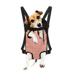 Pastel Orange Tattersall Pattern Print Pet Carrier Backpack