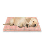 Pastel Orange Tattersall Pattern Print Pet Cooling Mat Cover