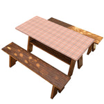 Pastel Orange Tattersall Pattern Print Picnic Table Cover