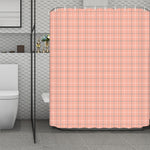 Pastel Orange Tattersall Pattern Print Polyester Shower Curtain