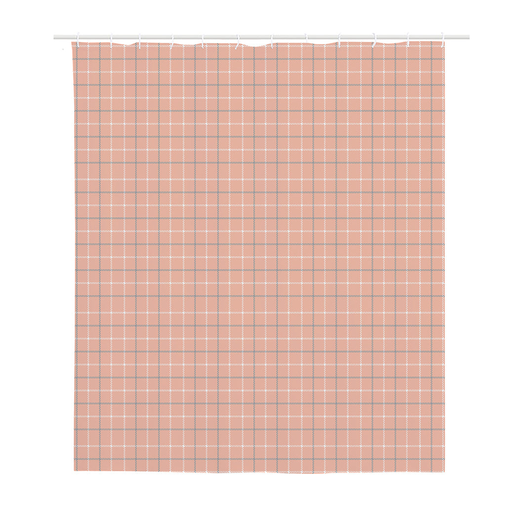 Pastel Orange Tattersall Pattern Print Polyester Shower Curtain