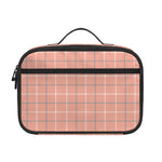 Pastel Orange Tattersall Pattern Print Portable Lunch Bag