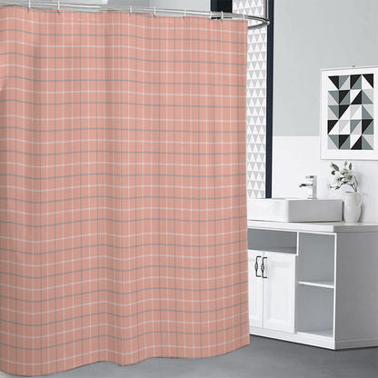 Pastel Orange Tattersall Pattern Print Premium Shower Curtain