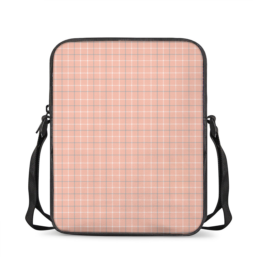 Pastel Orange Tattersall Pattern Print Rectangular Crossbody Bag