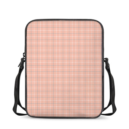 Pastel Orange Tattersall Pattern Print Rectangular Crossbody Bag