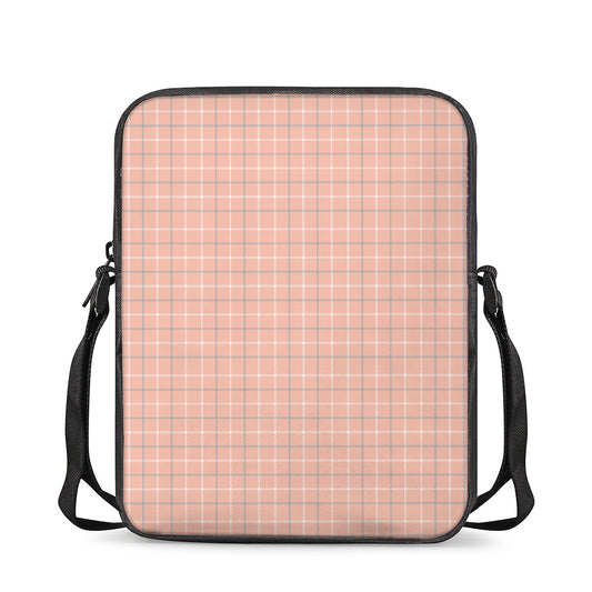 Pastel Orange Tattersall Pattern Print Rectangular Crossbody Bag