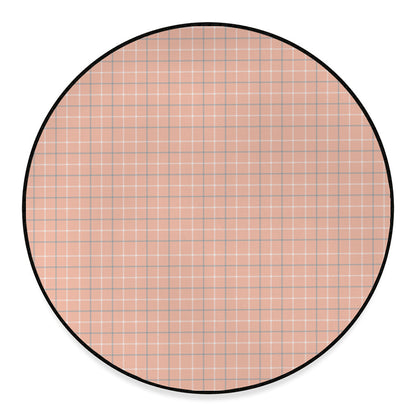 Pastel Orange Tattersall Pattern Print Round Floor Mat