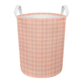 Pastel Orange Tattersall Pattern Print Round Laundry Basket