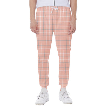 Pastel Orange Tattersall Pattern Print Scuba Joggers