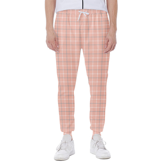 Pastel Orange Tattersall Pattern Print Scuba Joggers