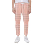 Pastel Orange Tattersall Pattern Print Scuba Joggers