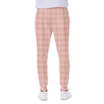 Pastel Orange Tattersall Pattern Print Scuba Joggers