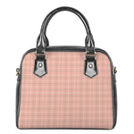 Pastel Orange Tattersall Pattern Print Shoulder Handbag