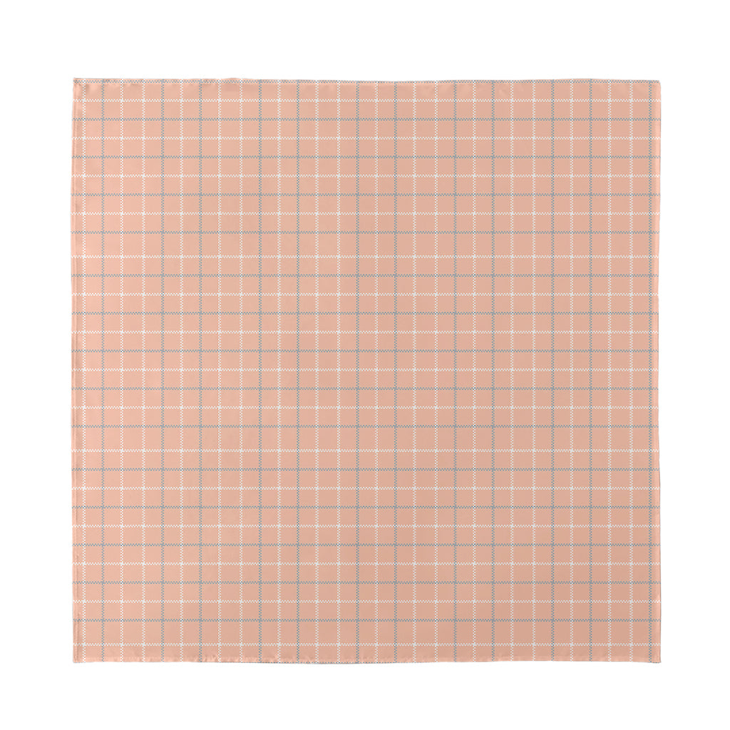 Pastel Orange Tattersall Pattern Print Silk Bandana