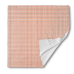 Pastel Orange Tattersall Pattern Print Silk Bandana